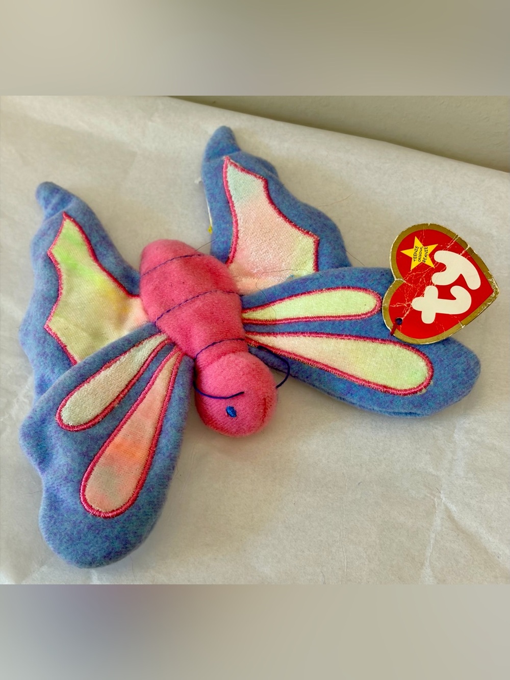 1999 Original Ty Beanie Baby “Flitter” the Butterfly 8.5” x 4.5” Plush Toy